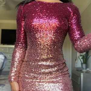 Red and Gold Sequin Dress
